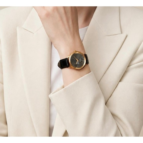 Mickey, Inc. Accessories - Vintage 90s Mickey Mouse Watch Collector Edition Disney Parks Gold Tone Black